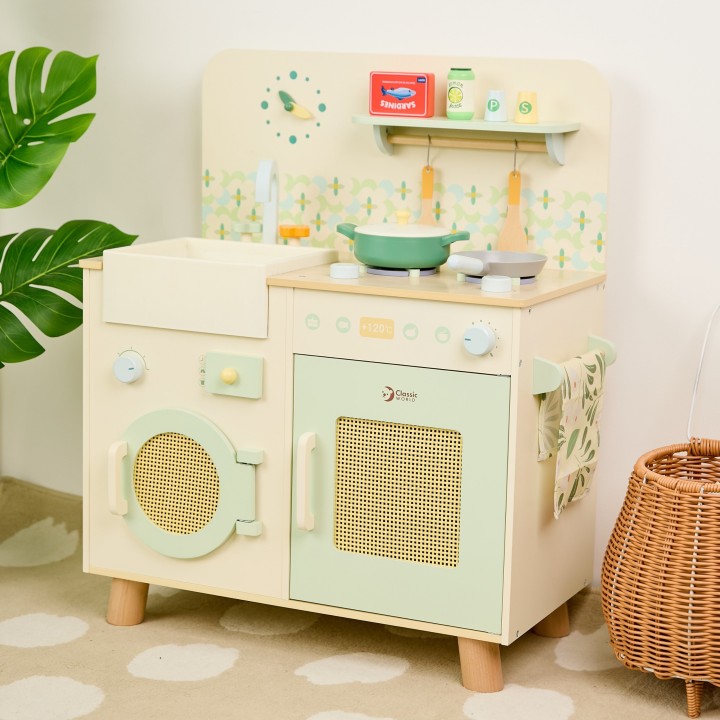 CLASSIC WORLD XXL Wooden Kitchen with Washing Machine and Accessories