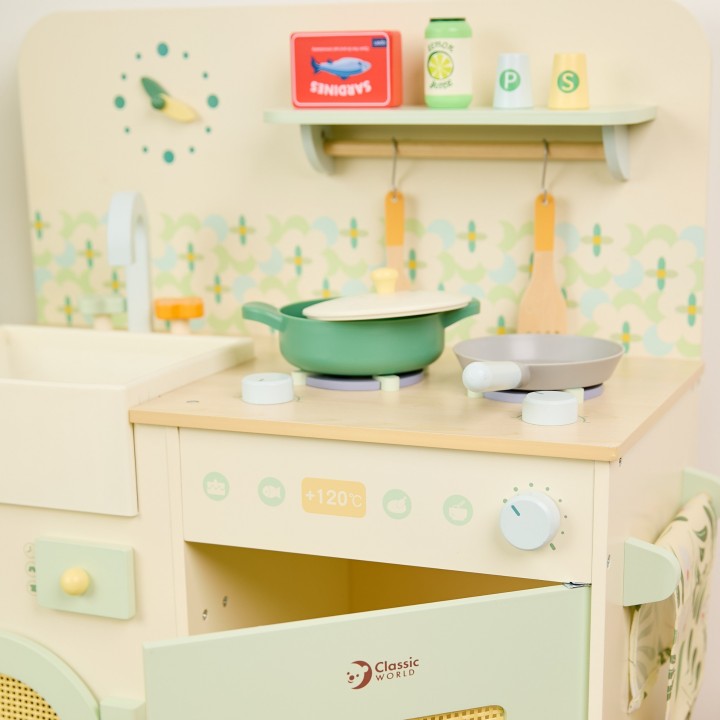 CLASSIC WORLD XXL Wooden Kitchen with Washing Machine and Accessories
