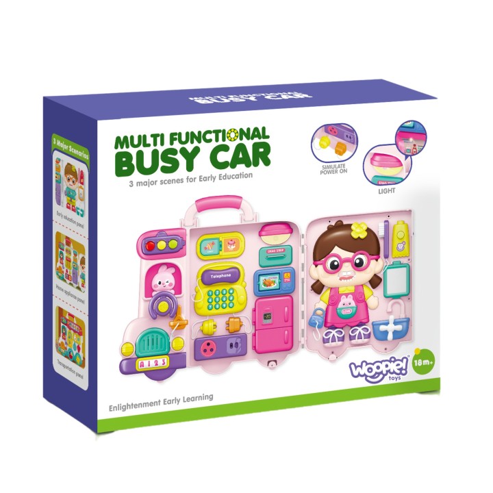 WOOPIE Tablica Manipulacyjna Busy Car 3w1 Interaktywna Walizka