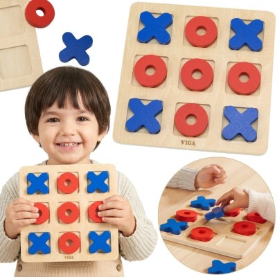 Viga Wooden Tic-Tac-Toe Game - Classic Entertainment