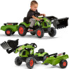 Falk Claas Pedal Tractor with Trailer and Bucket Green for Children 2-5