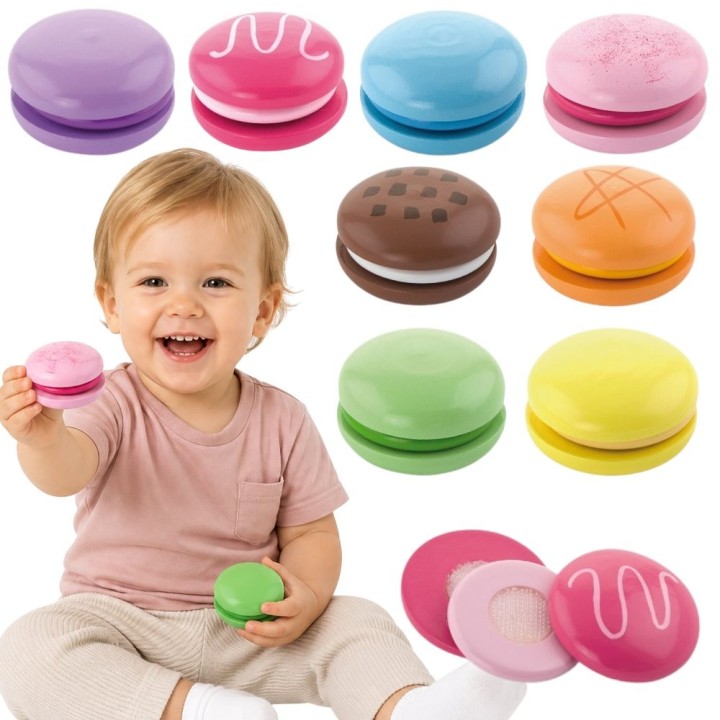 VIGA Wooden Colorful Macaroon Cookies 8 pcs - Set