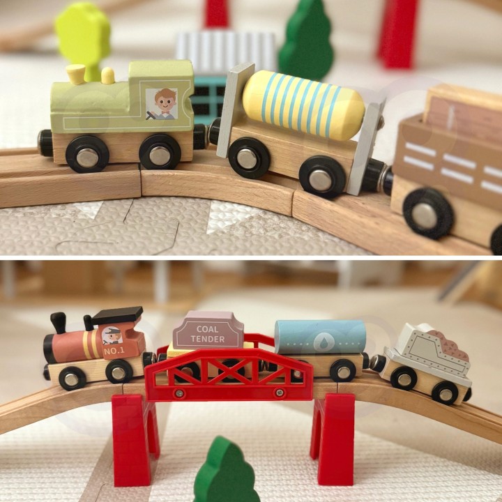 Drewniane Pojazdy Wagoniki na Magnes TOOKY TOY - Zabawka dla Dzieci