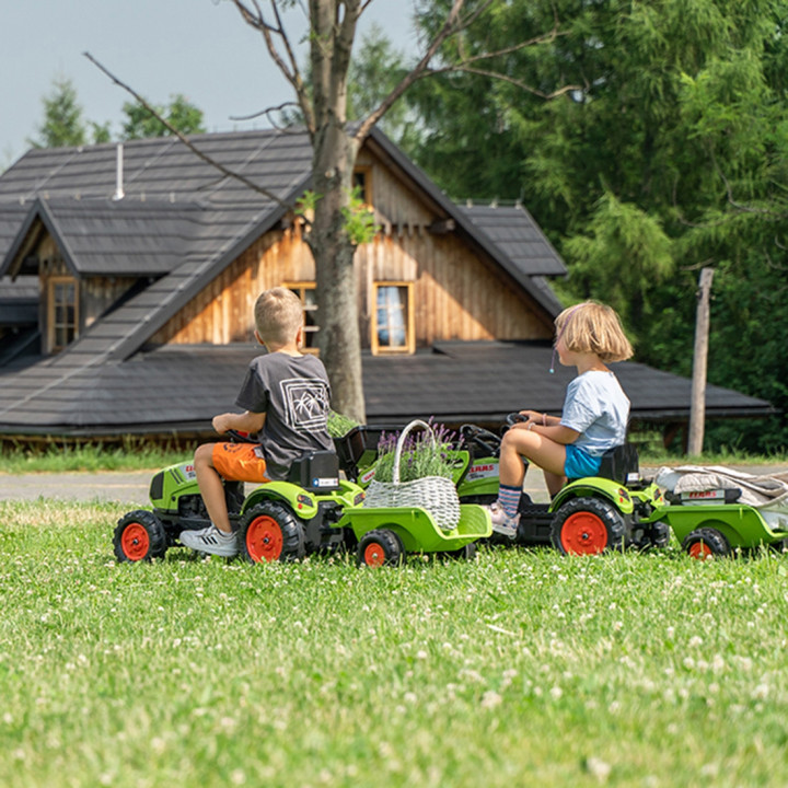 Falk Claas Pedal Tractor with Trailer and Bucket Green for Children 2-5