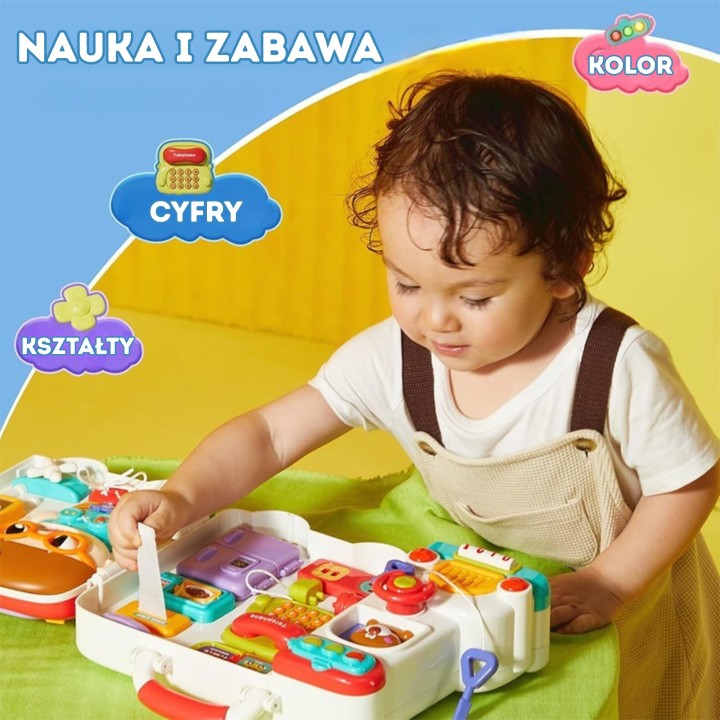 WOOPIE Interaktywna Tablica Manipulacyjna Car 3w1 Walizka Sensoryczna