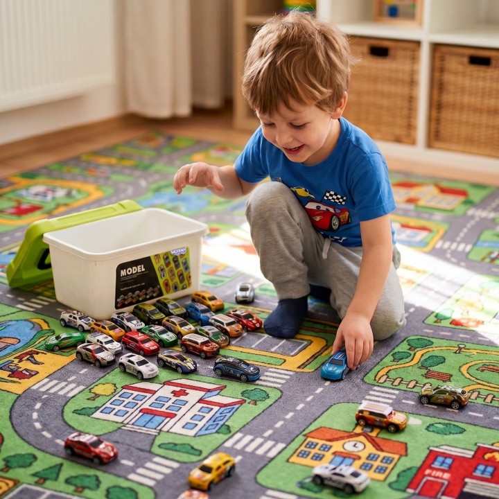 WOOPIE 30-piece Race Car Set with Mat - Toy for Children