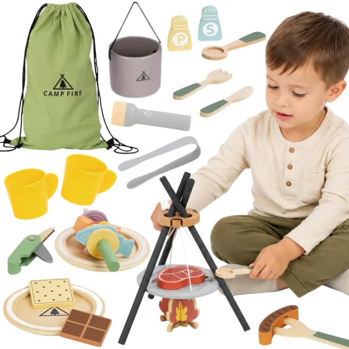 Tooky Toy Wooden Camping Set – Cooking Fun for Kids