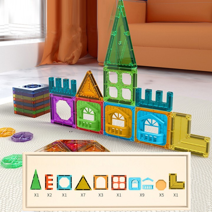 Klocki Magnetyczne 3D Zamek 30el. - Zestaw Edukacyjny WOOPIE