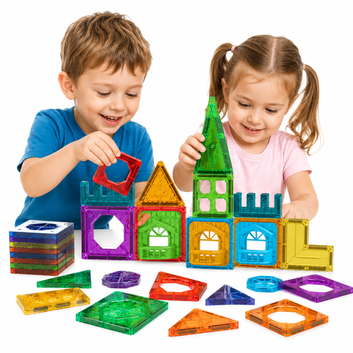 Klocki Magnetyczne 3D Zamek 30el. - Zestaw Edukacyjny WOOPIE