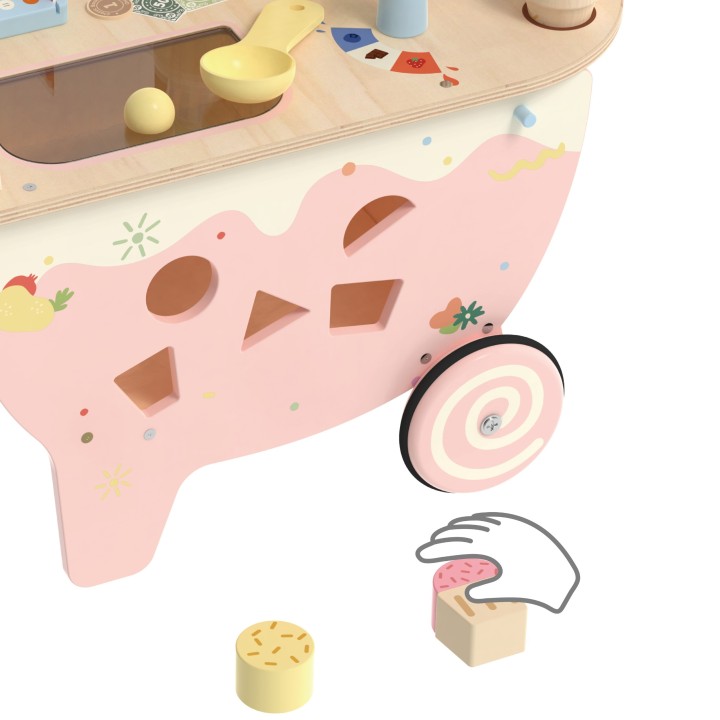 Wooden Ice Cream Parlor 3 in 1 CLASSIC WORLD - 40-piece trolley