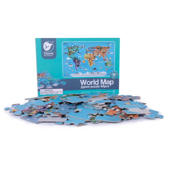 Puzzle Mapa Świata CLASSIC WORLD - Edukacyjna Zabawka Dla Dzieci