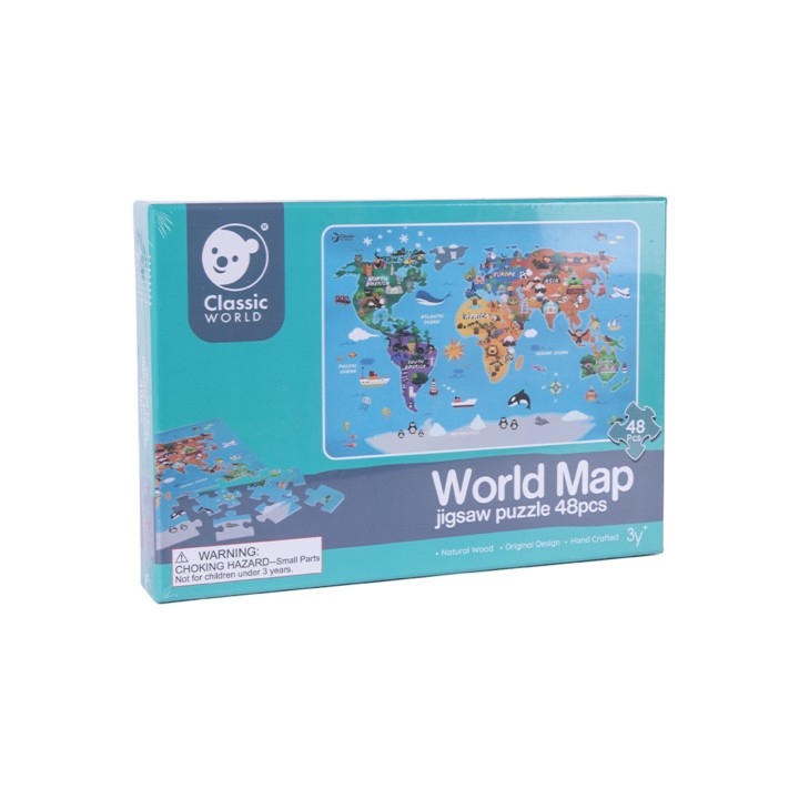 Puzzle Mapa Świata CLASSIC WORLD - Edukacyjna Zabawka Dla Dzieci