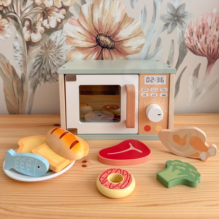 Drewniana Kuchenka Mikrofalowa Tooky Toy-Zabawa w Kucharza od 3 Lat