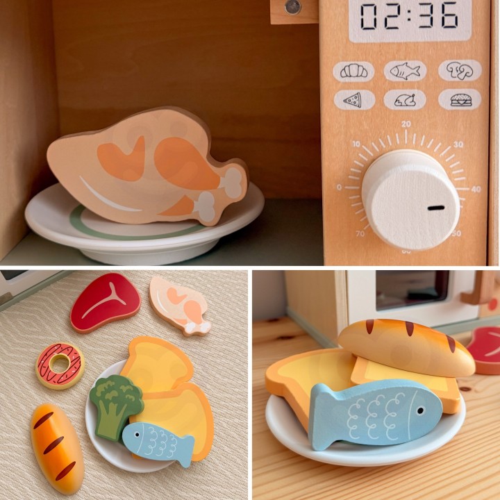 Drewniana Kuchenka Mikrofalowa Tooky Toy-Zabawa w Kucharza od 3 Lat