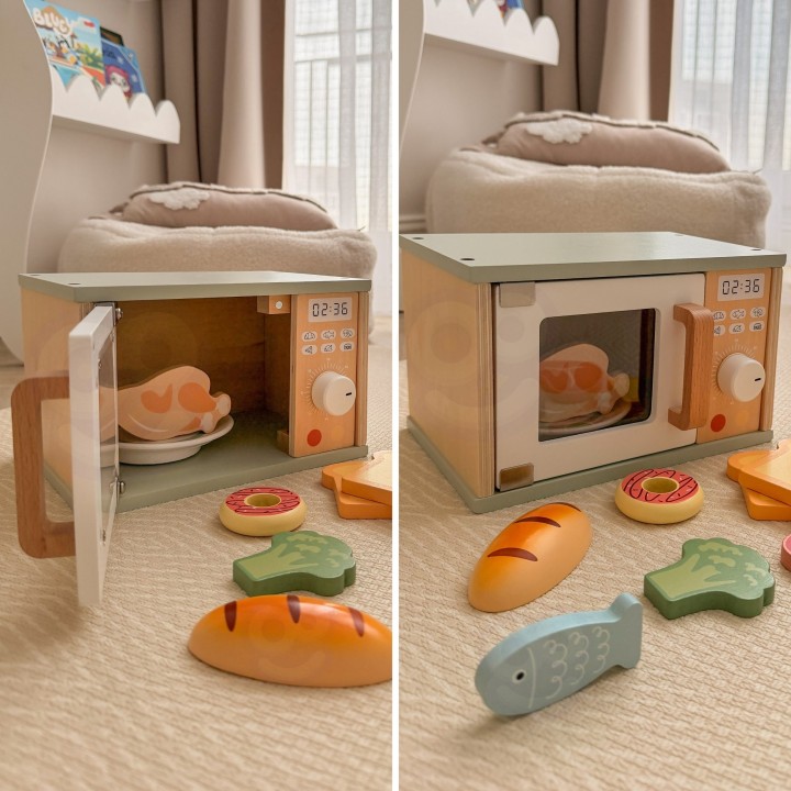 Tooky Toy Wooden Microwave Oven - Cooking Game for ages 3+