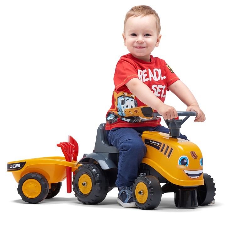 FALK JCB Orange Tractor with Trailer for Children 1+