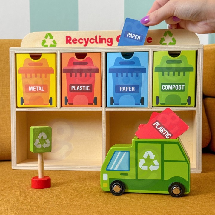 Montessori Wooden Recycling Center Tooky Toy - Ecological Fun