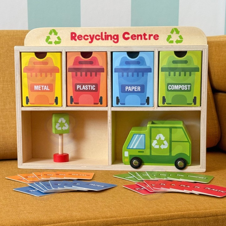 Montessori Wooden Recycling Center Tooky Toy - Ecological Fun