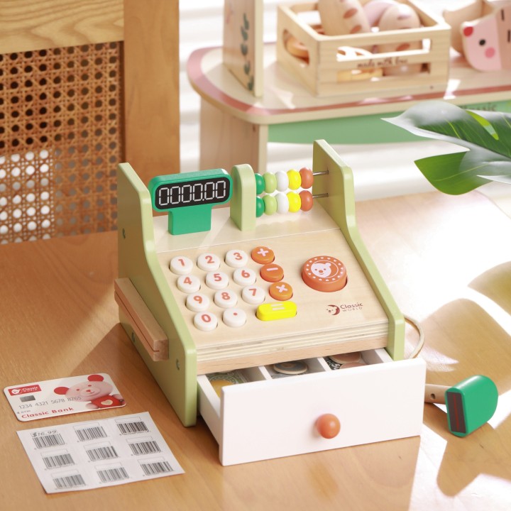 Classic World Wooden Cash Register for Children - Educational Toy