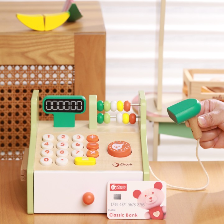 Classic World Wooden Cash Register for Children - Educational Toy