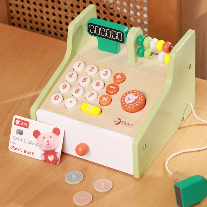 Classic World Wooden Cash Register for Children - Educational Toy
