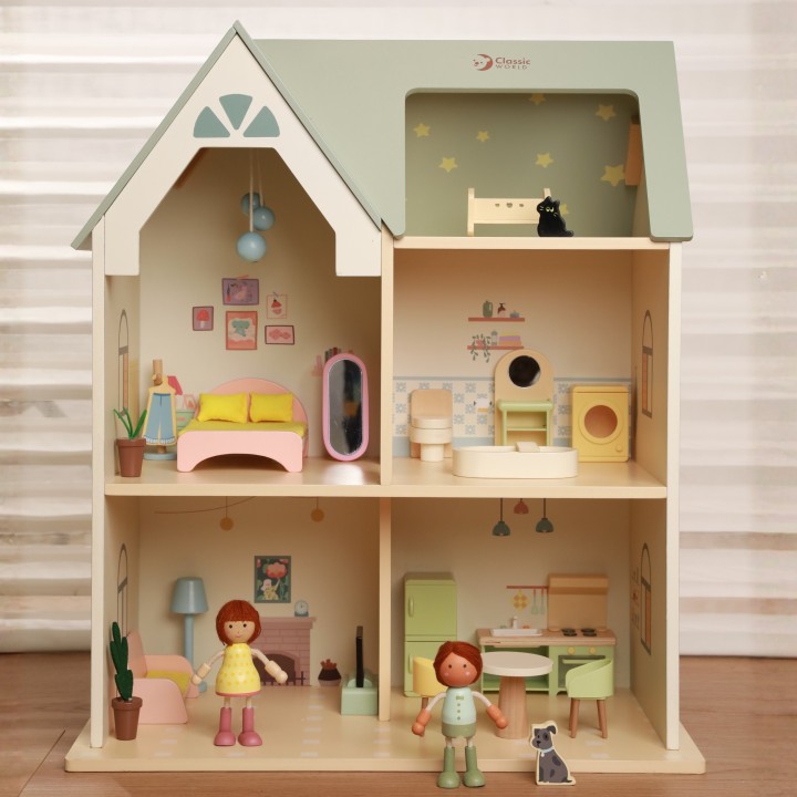 Classic World Wooden Dollhouse - Cozy Corner 31 pcs.