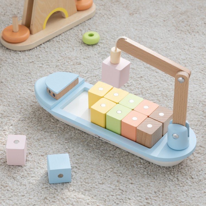 CLASSIC WORLD Wooden Ship - Stacking Blocks 13 pcs.