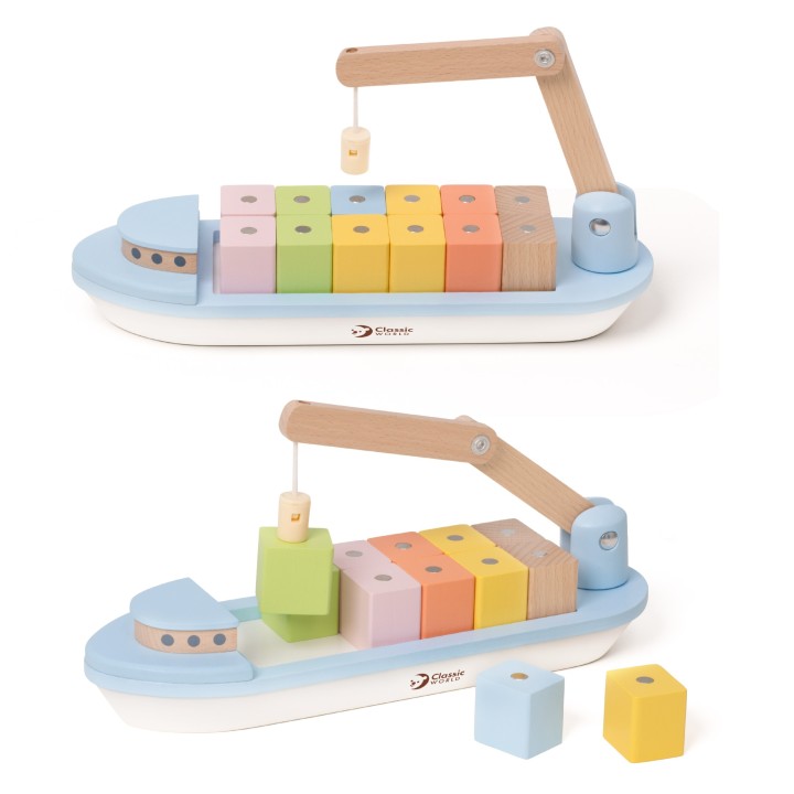 CLASSIC WORLD Wooden Ship - Stacking Blocks 13 pcs.