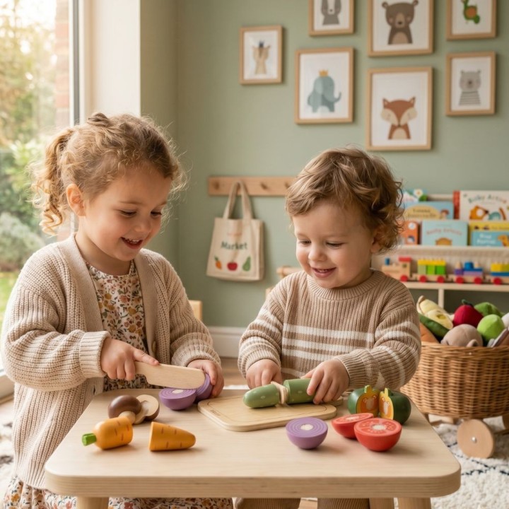 Drewniany Zestaw do Krojenia Warzyw na Rzepy Viga - Edukacyjna Zabawka