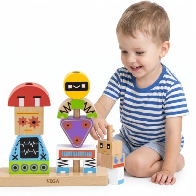 VIGA Robot Pyramid Puzzle 8 pieces - Patterns for fun