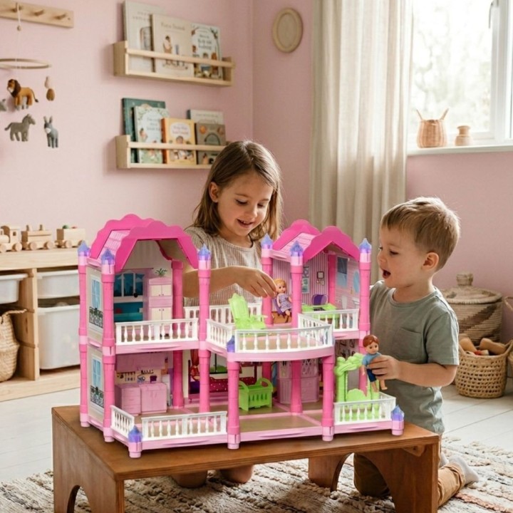 Two-Story Garden Villa Dollhouse with Woopie Accessories