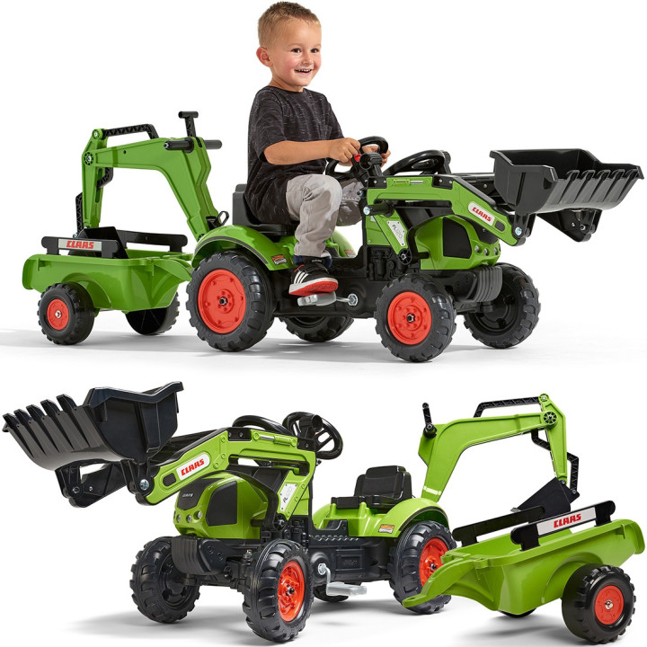 FALK Tractor with Trailer CLAAS Arion Backhoe BUCKET + Loader From 2 Years