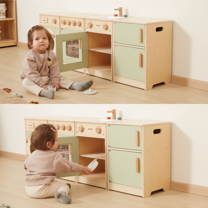 VIGA PolarB Wooden Kitchen Set XL - Washing Machine, Stove, Dishwasher