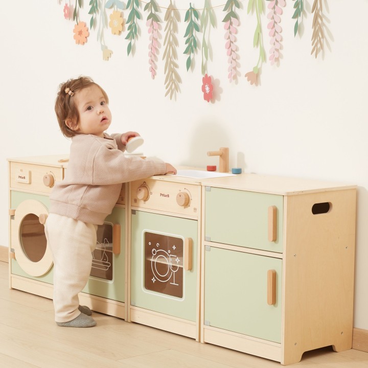 VIGA PolarB Wooden Kitchen Set XL - Washing Machine, Stove, Dishwasher