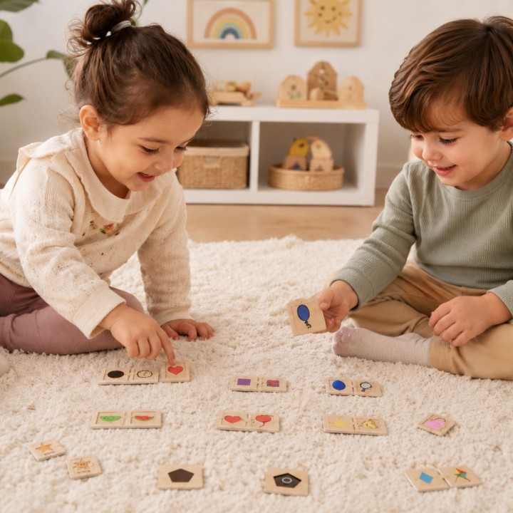VIGA Puzzle Set Connecting Shapes and Objects - Educational Toy