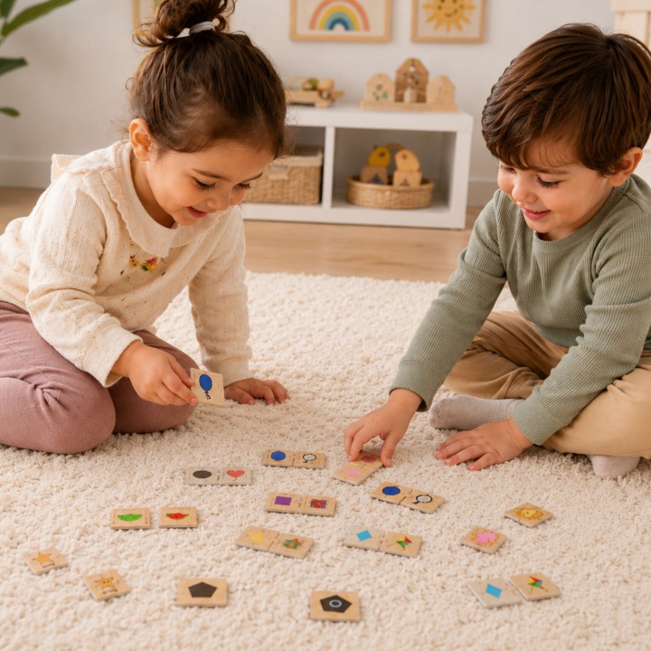 VIGA Zestaw Puzzle Łączenie Kształtów i Przedmiotów - Zabawka Edukacyjna