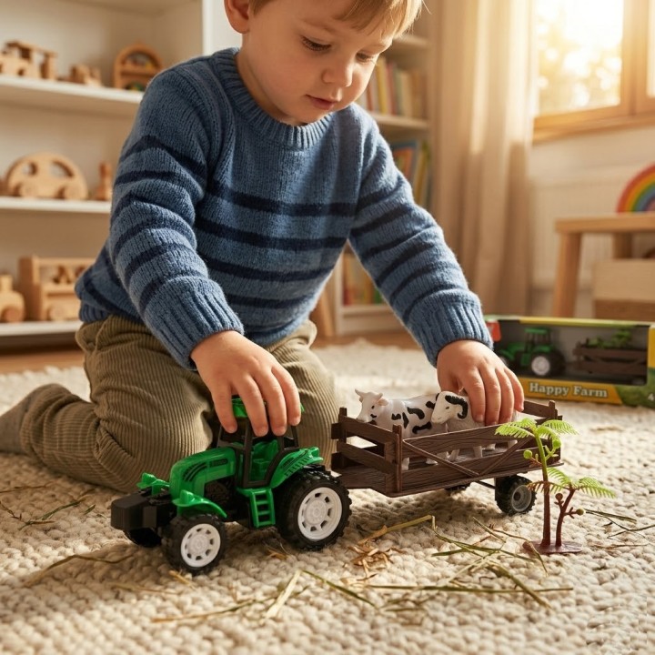 WOOPIE Traktor Rolniczy z Przyczepką i Zwierzętami - zestaw zabaw