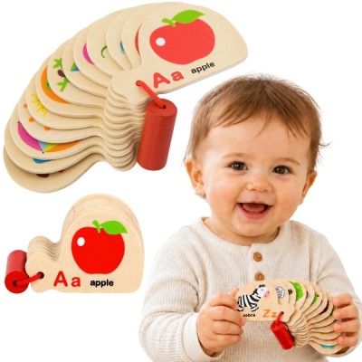 Drewniana Książeczka VIGA do Nauki Alfabetu i Angielskiego Montessori