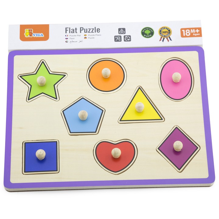 Drewniane Puzzle Z Pinezkami Kształty VIGA - Kolorowa Zabawa