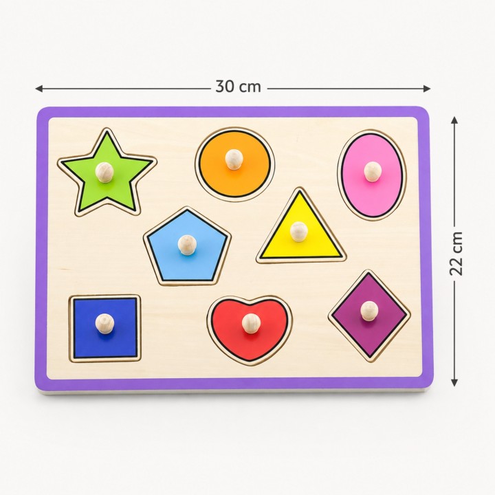 Wooden Puzzle with Pins Shapes VIGA - Colorful Fun