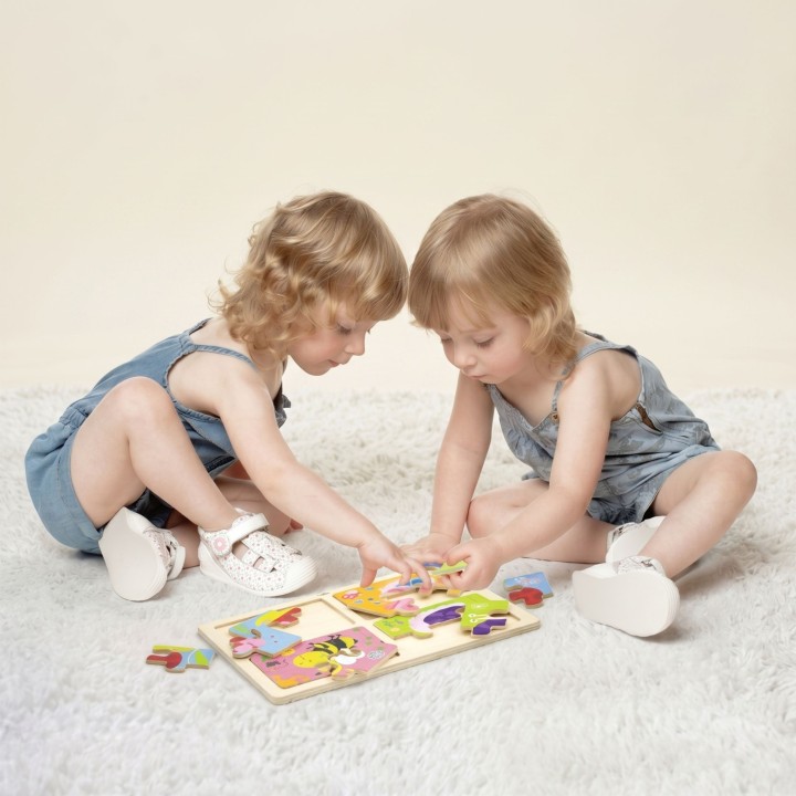 VIGA Drewniane Puzzle Owady 4w1 - Kreatywna Zabawa dla Dzieci