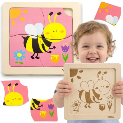 VIGA Wooden Bee Puzzle - Development and fun for toddlers
