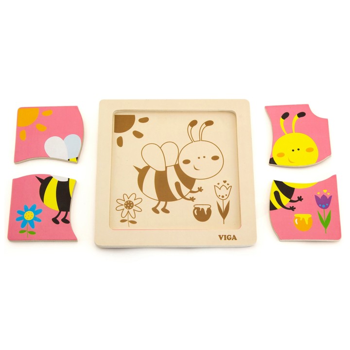 VIGA Drewniane Puzzle Pszczoła - Rozwój i zabawa dla maluchów