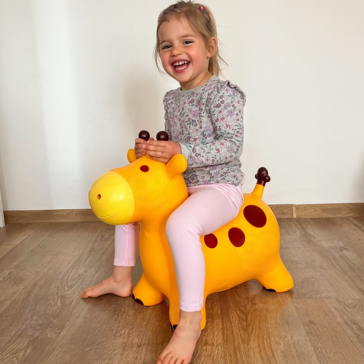 Yellow Giraffe Rubber Jumper + Pump – Perfect Toy For Children