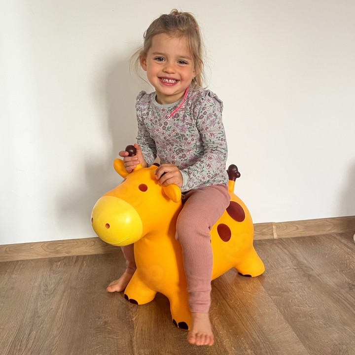 Yellow Giraffe Rubber Jumper + Pump – Perfect Toy For Children
