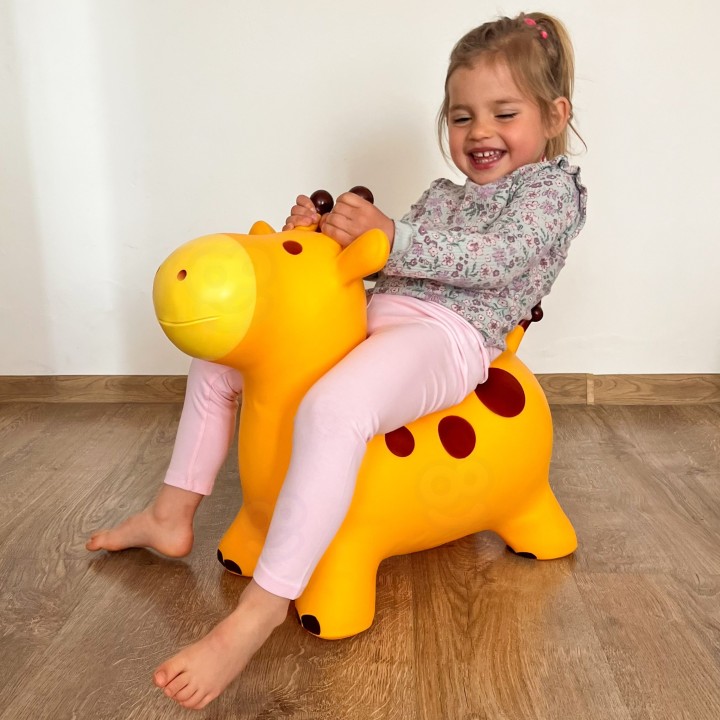 Yellow Giraffe Rubber Jumper + Pump – Perfect Toy For Children