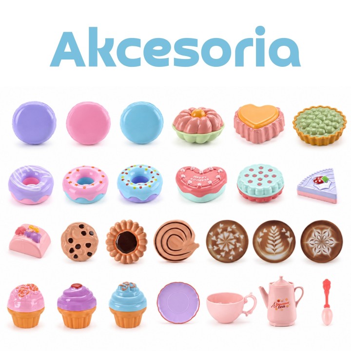WOOPIE Shopping Basket with Tea Set and Sweets 26 pcs.