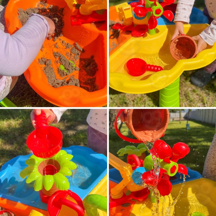 2-in-1 Water Beach Table with various accessories and Woopie chair