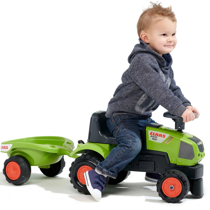FALK Baby Claas Axos 310 Green Tractor with Trailer from 1 year
