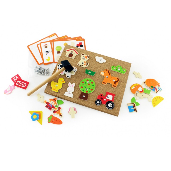 Drewniana Przybijanka Farma Viga Toys Tablica Korkowa